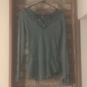 Free People long sleeved blue-green top
